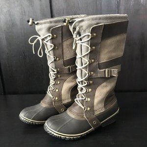 Sorel Boots Women's Conquest Carly Green Brown NL2033-208 Size 8.5
